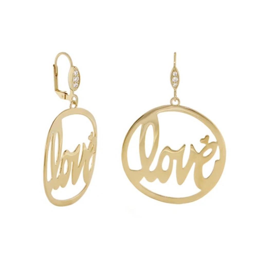 Love Rocks With Love Gold Love Hoop Earrings - like new